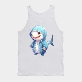 Great White Shark Wearing Hoodie Tank Top